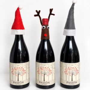 Weinflaschendeko Weihnachtsmütze